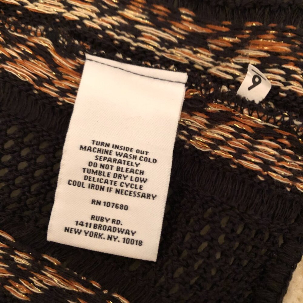 Ruby Rd. Black, Gold, Brown Open -Front Knit Swea… - image 6